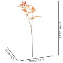 Produkt Sztuczna gałązka głogu z liśćmi i owocami, 62 cm