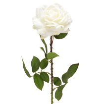 Produkt Biała róża Sztuczna róża na łodydze Jedwabny kwiat Sztuczna róża L72cm Ø13cm