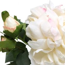 Produkt Białe róże Sztuczne kwiaty róży duże z trzema pąkami 57cm