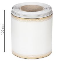 Produkt Biała wstążka do wieńca z mory, z perłowym brzegiem i wiązaniem z tafty, wstążka ozdobna, wstążka żałobna, szerokość 100 mm, długość 25 m