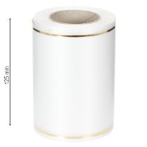 Produkt Biała wstążka do wieńca ze złotą krawędzią do druku komputerowego, wstążka satynowa, wodoodporna, 25 m x 125 mm
