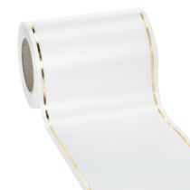 Produkt Biała wstążka do wieńca ze złotą krawędzią do druku komputerowego, wstążka satynowa, wodoodporna, 25 m x 125 mm