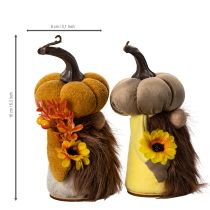 Produkt Jesienna figurka krasnala dynia ze słonecznikiem i brodą 16cm 2szt