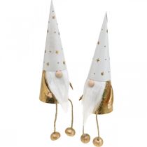 Produkt Gnom Świąteczna figura dekoracyjna biały, złoty Ø6,5cm W22cm 2 szt