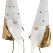 Produkt Gnom Świąteczna figura dekoracyjna biały, złoty Ø6,5cm W22cm 2 szt