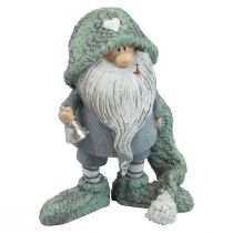Krasnal Świąteczny gnom figura dekoracyjna szaro-zielony 10,5×7×14cm