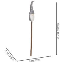 Produkt Dekoracyjna figurka krasnala w pasiastym kapeluszu na drewnianym kiju, 46 cm, 6 szt.