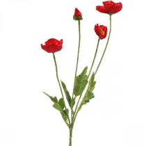 Sztuczny czerwony kwiat maku z 4 kwiatami maku wys.60cm
