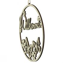 Produkt Tabliczka powitalna, drewniany pierścień dekoracyjny z motylem, Ø21,5 cm, 4 sztuki - dekoracja na drzwi, wiosenna, kolor naturalny