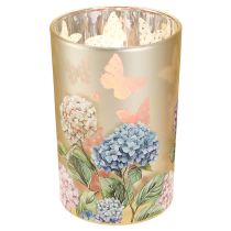 Produkt Szklany świecznik typu tealight z motywem kwiatowym, idealny na chwile harmonii w życiu, 18 cm