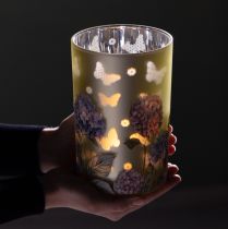 Produkt Szklany świecznik typu tealight z motywem kwiatowym, idealny na chwile harmonii w życiu, 18 cm