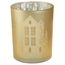 Produkt Latarnia szklana srebrna złota sylwetka miasta W12,5cm 4 szt