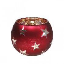 Produkt Lampion szklany tealight z gwiazdkami czerwony Ø9cm W7cm