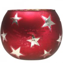 Produkt Lampion szklany tealight z gwiazdkami czerwony Ø9cm W7cm