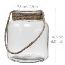 Latarnia szklana, świecznik na tealighty do zawieszenia H16.5cm Ø14.5cm