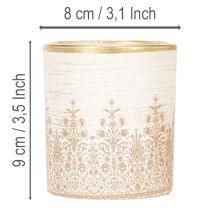 Produkt Szklany świecznik typu tealight z kwiatowym wzorem, Ø8cm, wys.9cm, 2 sztuki