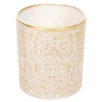 Produkt Szklany świecznik typu tealight z wzorem paisley, Ø8cm, wys.9cm, 2 sztuki