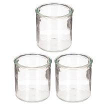Produkt Okrągły szklany świecznik na świece, szkło przezroczyste, 8 cm, 3 sztuki