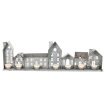 Produkt Dekoracyjny rząd domków z świecznikami typu tealight, dekoracja adwentowa, 68 cm