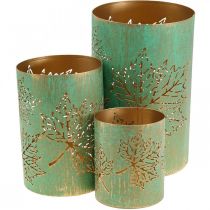 Produkt Metalowy świecznik na tealighty w kształcie latarni, jesienny, Ø8/10/13cm, 3 sztuki w zestawie