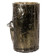 Produkt Szklany świecznik typu tealight z głową jelenia i reliefami drzew, zimowa dekoracja, 26 cm