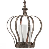 Produkt Latarnia korona brązowa rdza ze szkłem świecy Ø14cm W18cm
