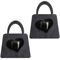 Produkt Latarnia Metalowa Ozdoba Worek z Sercem Antracyt H18cm 2szt