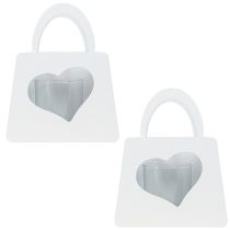 Produkt Torba dekoracyjna latarnia metalowa z sercem biała W18cm 2szt