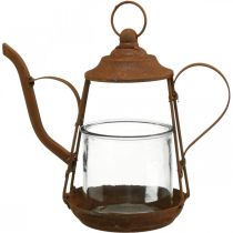 Latarnia metalowa szklana czajniczek dekoracja patynowana Ø15cm W26cm