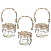 Produkt Świecznik na tealight szkło metal wierzba Ø10,5cm 3szt