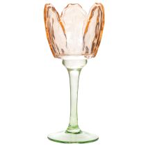 Produkt Szklany świecznik w kształcie tulipana, styl vintage, romantyczna dekoracja domu, 20 cm