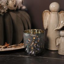 Produkt Szklany świecznik typu tealight z motywem ptaka i płatka śniegu, 8 cm, 2 sztuki