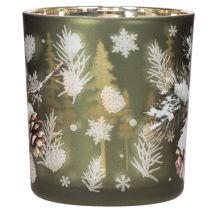 Produkt Szklany świecznik typu tealight z zimową gałązką jodły, 8 cm, 2 sztuki
