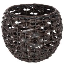 Produkt Świecznik na podgrzewacze tkany, czarno-brązowy, letnia dekoracja, Ø31cm, wys. 25cm