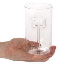 Produkt Świecznik szklany z wkładem na świece pieńkowe 15cm 2szt.