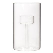 Produkt Świecznik szklany z wkładem na świece pieńkowe 15cm 2szt.