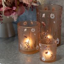 Produkt Szklany świecznik typu tealight z motywem kwiatowym na przytulne chwile w domu, 18 cm