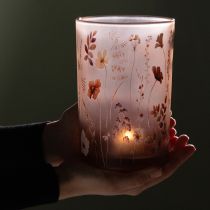 Produkt Szklany świecznik typu tealight z motywem kwiatowym na przytulne chwile w domu, 18 cm