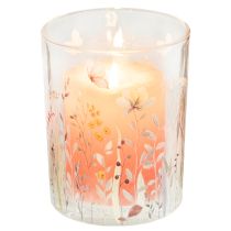 Produkt Dekoracyjna szklana latarnia z motywem łąki motyli, stylowa ozdoba domu, 18 cm, 2 sztuki