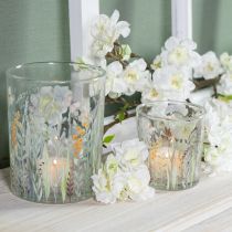 Produkt Dekoracyjna szklana latarnia z motywem łąki motyli, stylowa ozdoba domu, 18 cm, 2 sztuki