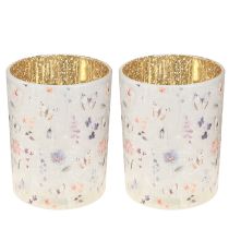 Produkt Szklany świecznik typu tealight z motywem motyla, idealny na przytulne chwile w domu, 12,5 cm, 2 sztuki