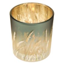 Produkt Dekoracyjna szklana lampa z motywem trawy, do stworzenia nastrojowego akcentu w pomieszczeniu, niebieska, 8 cm, 4 sztuki.