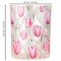 Produkt Elegancka latarenka z motywem tulipana do nastrojowej, wiosennej dekoracji, 12,5 cm, 2 sztuki.
