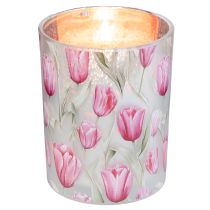 Produkt Elegancka latarenka z motywem tulipana do nastrojowej, wiosennej dekoracji, 12,5 cm, 2 sztuki.