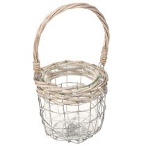 Produkt Latarnia wisząca szklana metalowa wiklina Ø14,5cm 2szt