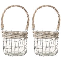 Produkt Latarnia wisząca szklana metalowa wiklina Ø14,5cm 2szt