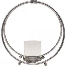 Produkt Latarnia metalowy świecznik srebrne szkło Ø33cm