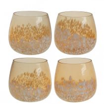 Produkt Latarnia szklana świecznik na tealighty szklana dekoracja brązowa biała Ø8cm 4szt