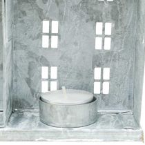 Produkt Dekoracja okienna Boże Narodzenie, latarnia, diorama seria domów, metalowa dekoracja srebrna shabby chic dł.20cm wys.20cm