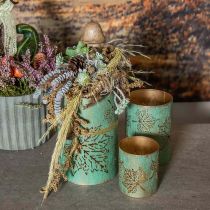 Produkt Metalowy świecznik na tealighty w kształcie latarni, jesienny, Ø8/10/13cm, 3 sztuki w zestawie